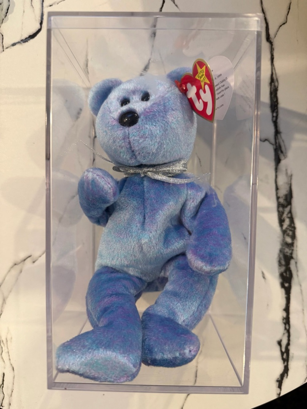 Ty Beanie Baby Clubby II Bear with Silver Ribbon and Tags